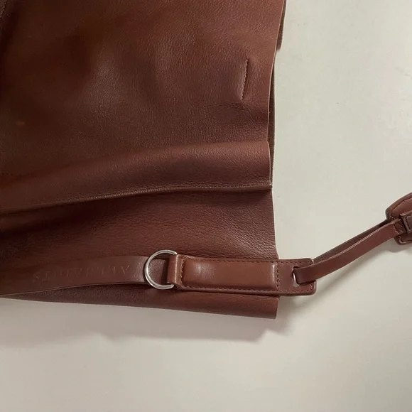 ALL SAINTS Leather Tote Paradise North/South Shoulder Bag Brown Cow Authentic - Picture 9 of 16